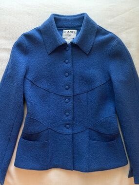 Authentic CHANEL Cobalt/Royal Blue Wool Jacket - Fall 1999 Collection